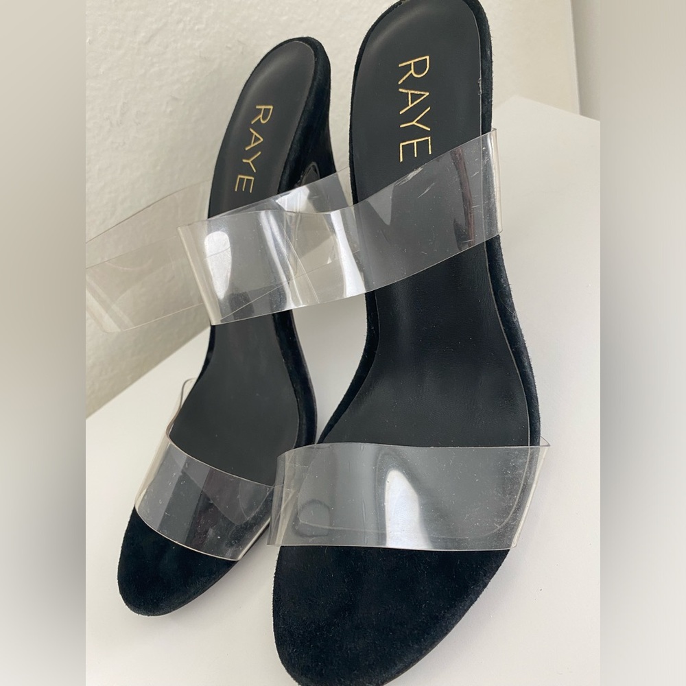 Never worn! Revolve Raye clear plastic with black heels!